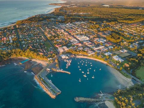 Ulladulla Harbour shot from a drone. Stock Photos