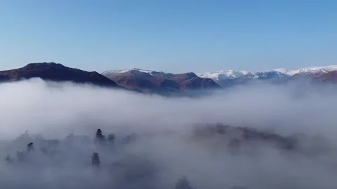Ullswater Cloud Inversion Stock Footage
