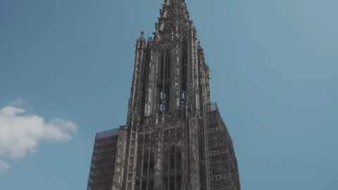 Ulm, Germany. Ulm Minster or Cathedral of Ulm city outside view in sunny summer Video stock 316635971