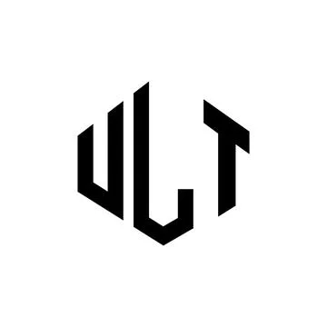 ULT letter logo design with polygon shape. ULT polygon and cube shape logo .. Stock Illustration