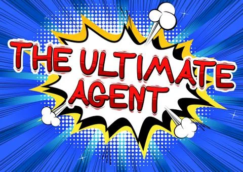 The Ultimate Agent - Comic book style word on abstract background. 스톡 일러스트