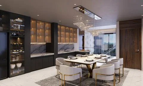 The Ultimate Dining Experience Combining Luxury, Fashion, and Modernity Stock-Illustration