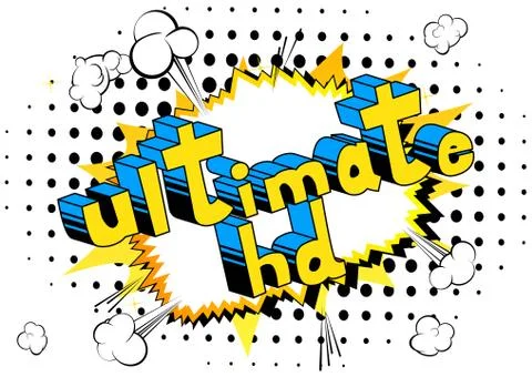 Ultimate HD - Comic book style phrase on abstract background. Illustrazione stock
