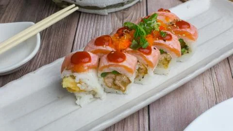 Ultimate Salmon Roll Oho Sushi Stock Photos