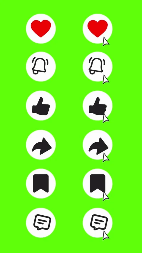 Ultimate Social Media Icon Pack - 12 Animations - Green Screen - 4K Vertical Stock Footage 327647628