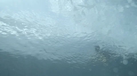 ULTRA CLEAR WAVE WITH BODYBOARDER Stock Footage