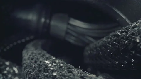Ultra close up of a black wire cable with a gentle camera movement Stock Footage 164847162