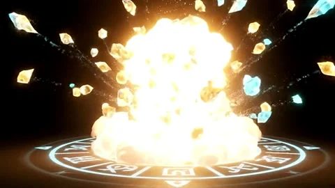 Ultra-Detailed Anime Magic Circle Explosion with Golden Energy Burst, Crysta Stock Footage 333632508