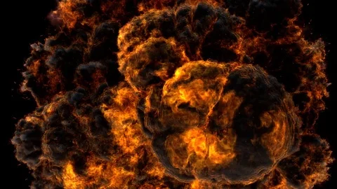 Ultra detailed fire explosion moving to camera Stock Footage 70098745