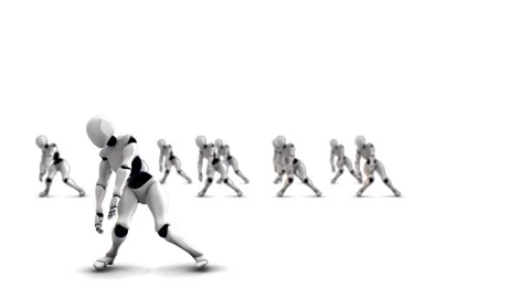 Ultra HD 3d animation of dancing robots. Loop video isolated with luma matte. Stock Footage 146120917