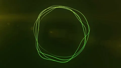 Ultra HD 4K Abstract 3D render neon circle. Green neon circles Stock Footage 194419211