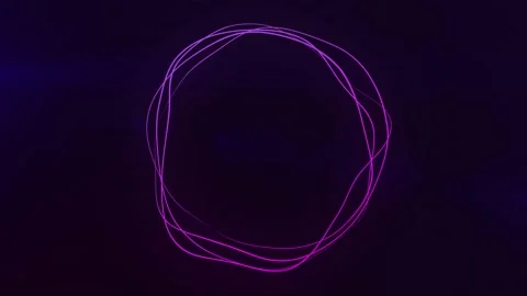 Ultra HD 4K Abstract 3D render neon circle. Pink, Red neon circles Stock Footage 194419231