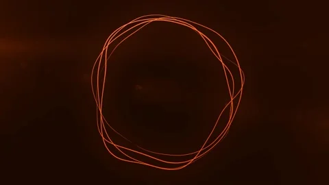 Ultra HD 4K Abstract 3D render neon circle. Orange neon circles Stock Footage 194419258