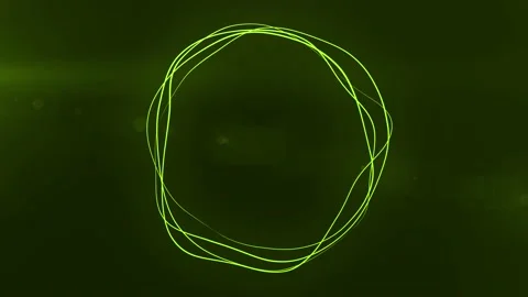 Ultra HD 4K Abstract 3D render neon circle. Green neon circles Stock Footage 194419262