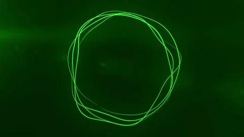 Ultra HD 4K Abstract 3D render neon circle. Green neon circles Stock Footage 194419283