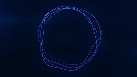Ultra HD 4K Abstract 3D render neon circle. Blue neon circles Stock Footage 194419286