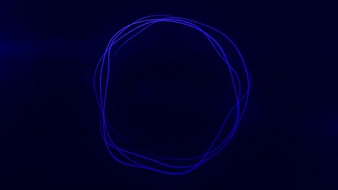 Ultra HD 4K Abstract 3D render neon circle. Blue neon circles Stock Footage 194419306
