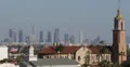 Ultra HD 4K Aerial View Hollywood Los Angeles Skyline USA, American Flag Church 4k or 4k+ Resolution