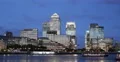 Ultra HD 4K Cruise Tour Boat Passing Canary Wharf London Office Buildings Night 4k or 4k+ Resolution