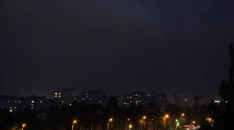 ULTRA HD 4K Dramatic thunderstorm night dark sky electric flash power light  Stock Footage 39736632