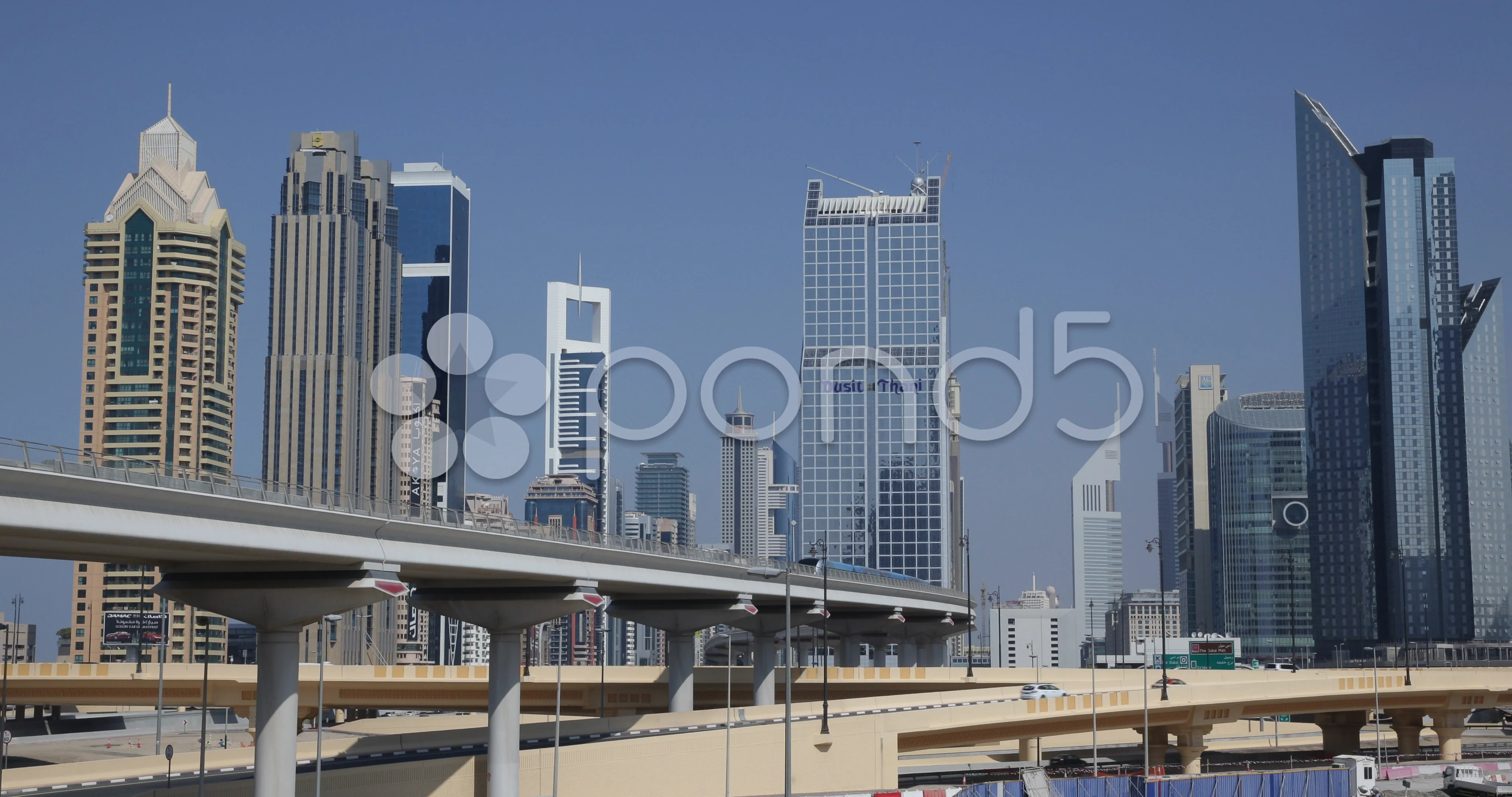 Ultra Hd 4k Dubai Skyline Busy City Highway Car Metro Train Passing Rush Hour Clip