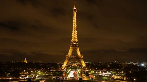 Ultra HD 4k Eiffel Tower time lapse in Paris, France Stock Footage