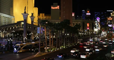 Ultra HD 4K Evening Las Vegas Strip Boul... | Stock Video | Pond5