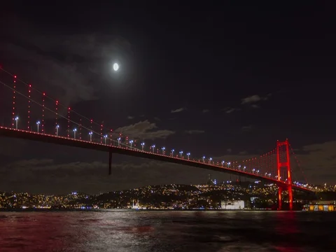 Ultra HD 4K evening time Bosphorus Bridge at istanbul Video stock 73713526