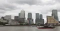 Ultra HD 4K Facade Canary Wharf Skyline Thames River London Tour Boat Passing 4k or 4k+ Resolution