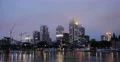 Ultra HD 4K Foggy Dusk Light Night View Frankfurt Main Skyline Establishing Shot 4k or 4k+ Resolution