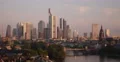 Ultra HD 4K Frankfurt Skyline Aerial View Establishing Shot Sunset Sunrise Light 4k or 4k+ Resolution