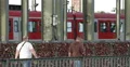 Ultra HD 4K High Speed Train Passing Commuters People Walk Cologne Famous Bridge 4k or 4k+ Resolution