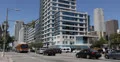 Ultra HD 4K Orange Bus passing in Downtown Los Angeles, LA, California, USA 4k or 4k+ Resolution