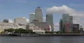 Ultra HD 4K Police Boat Fast Passing Canary Wharf London Business Towers Day UK 4k or 4k+ Resolution