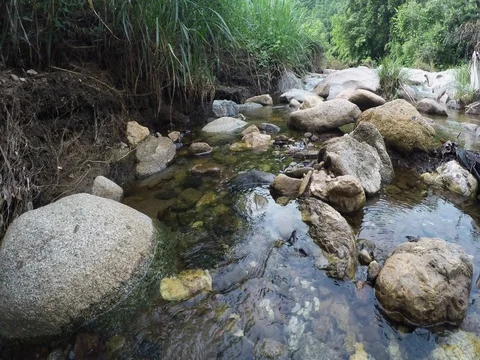 Ultra HD 4K rocky stream in nature water Stock Footage 77107191
