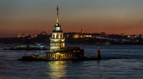 Ultra HD 4K, Time Lapse Photography, Maiden Tower at Sunset Video stock 47475286