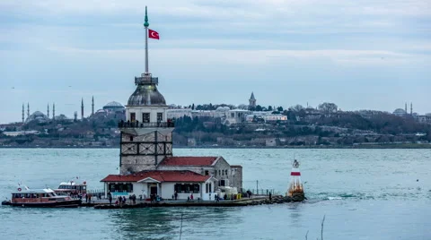 Ultra HD 4K, Time Lapse Photography, Maiden Tower at cloudy day Stock Footage 47482639