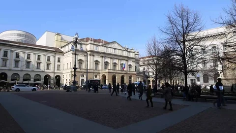 Ultra Hd 4K Timelapse and Hyperlapse Car Traffic Opera Scala Milan Square Stock Footage 86283359