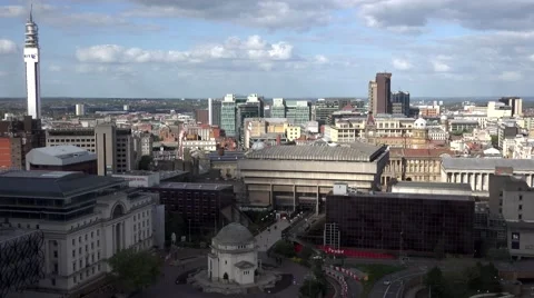 ULTRA HD 4K Timelapse cloud pass traffic car Birmingham city skyline sunny day  Video stock 51434776