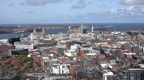 ULTRA HD 4K Timelapse cloud pass Liverpool city famous town cityscape skyline  Stock Footage 51485190