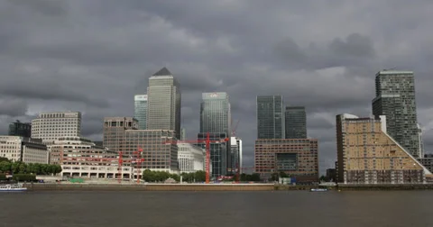 Ultra HD 4K UHD London Canary Wharf Famous Skyscrapers One Canada Square UK Stock Footage