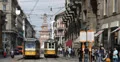 Ultra HD 4K UHD Old Tram Station Vintage Tramway Passing Milan Sforzesco Castle 4k or 4k+ Resolution