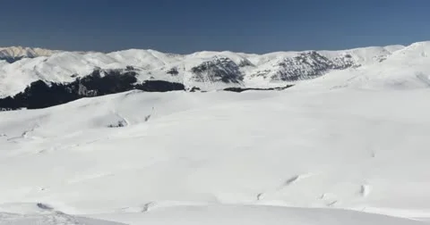 Ultra HD 4K Winter Landscape, Beautiful Mountains in Cold Season, Fir Tree Stock Footage