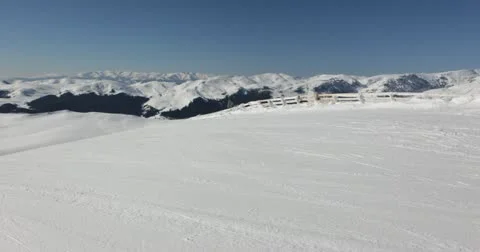 Ultra HD 4K Winter Landscape, Ski Resort in Beautiful Mountains in Cold Stock Footage