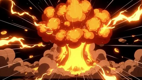 Ultra-HD Anime-Style Explosion with Fiery Shockwaves, Motion Lines, and Dyna Stock Footage 333632695