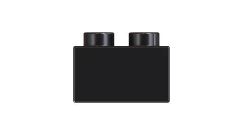 Ultra HD Side View of Black Plastic Lego Toy Brick Isolated on a White Backgr Stock Illustration