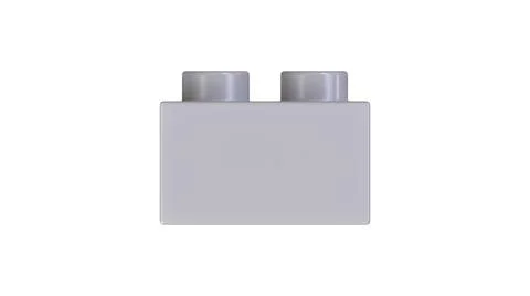 Ultra HD Side View of Grey Plastic Lego Toy Brick Isolated on a White Backgro Stock Illustration