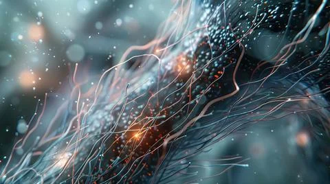 Ultra-High-Detail Visualization of a Human Hair Under a Microscope Stock Illustration