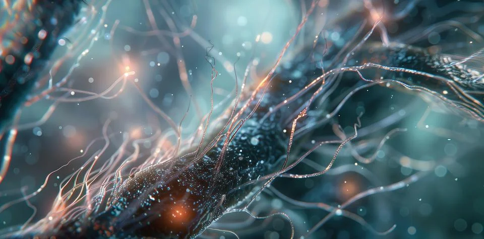 Ultra-High-Detail Visualization of a Human Hair Under a Microscope Stock Illustration