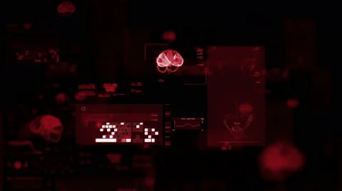 Ultra high resolution footage of brain scanning futuristic interfaces cloud Stock Footage